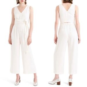 J. Crew 365 Ivory sleeveless jumpsuit with front tie Size 6 Petite / 6P